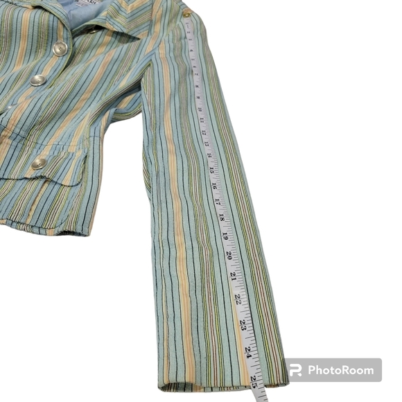 VINTAGE Carlisle Striped Silk Lined Jacket Blazer Career Size 6 - Picture 15 of 15